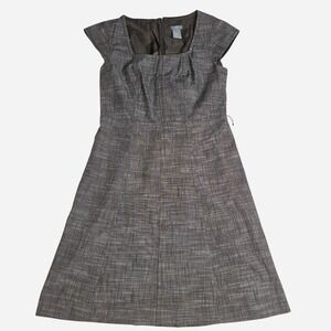 Ann Taylor Petites Brown Textured Cap Sleeve A-Line Sheath Dress 2P